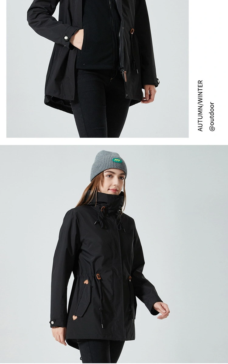 Women&prime;s Windproof 3 In1 Mountain Jacket with Warm Fleece Lined Insulated Jacket Snowboard Ski Rain Coat