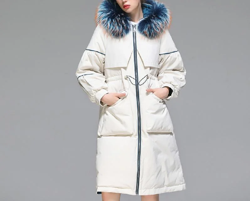 White 2023 Ladies Winter Hoodie Down Jacket Coats Long Women&prime;s Down Jackets