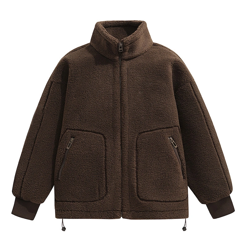 New Grain Velvet Jacket Men&prime;s New Trendy Brand Thickened Fleece Lamb Wool Cotton Jacket