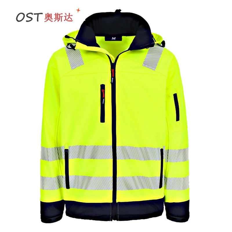 Men&prime; S Softshell Jacket with High Visibility Reflective Tape