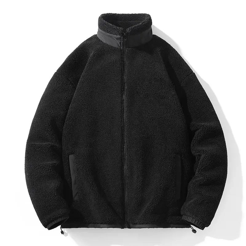 Blank Wholesale Sherpa Wool Jacket with Hood Fleece Zip up Jacket Custom Sherpa Fleece Jacket Men