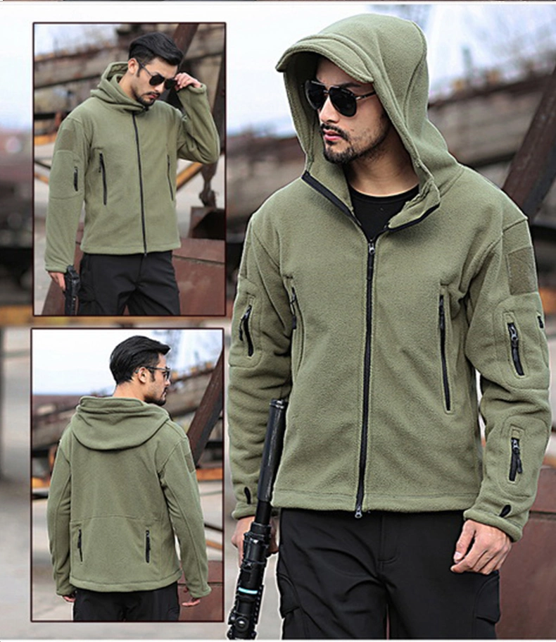 Customized Full Zipper Tactical Fleece Jacket for Warm Work Clothes, Men&prime;s and Women&prime;s Winter Sweaters, Cardigan, Double-Sided Thickened Wool Jacket