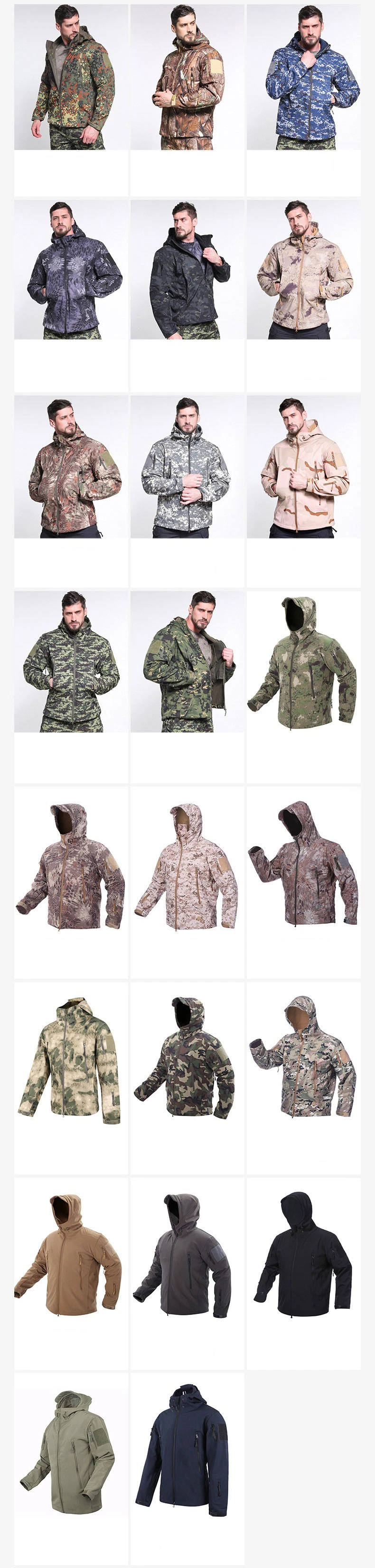 Custom Mens Overall Tactical Training Soft Shell Windbreaker Hiking Waterproof Winter Softshell Jacket