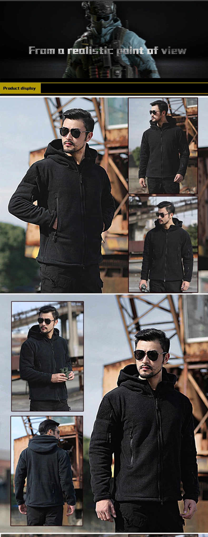 Customized Full Zipper Tactical Fleece Jacket for Warm Work Clothes, Men&prime;s and Women&prime;s Winter Sweaters, Cardigan, Double-Sided Thickened Wool Jacket