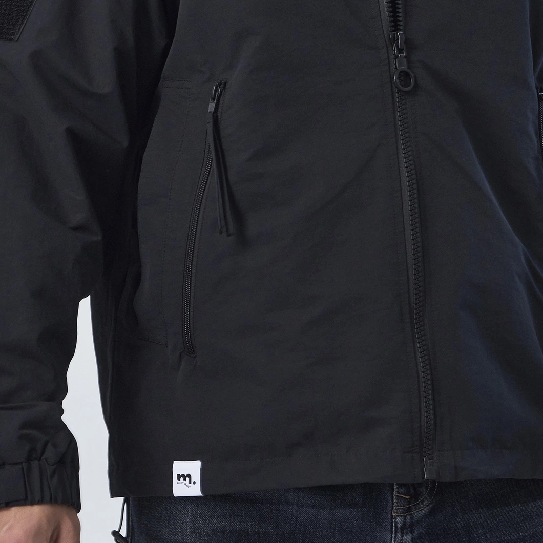 Custom Full Zipper Black Windbreaker Outdoor Jackets Men Casual Coat