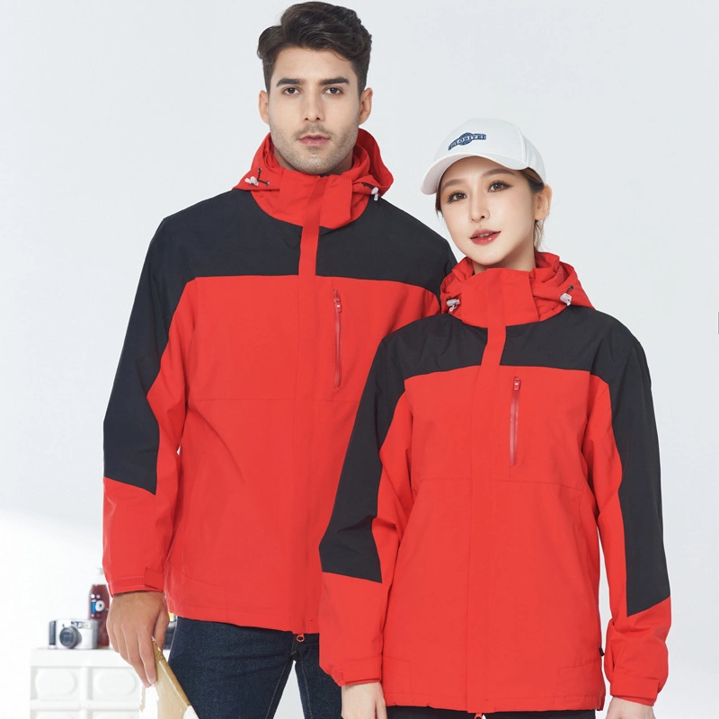 Hiworld Unisex Winter Sports Three-in-One Thickening Detachable Work Windbreak Jacket with Custom Logo