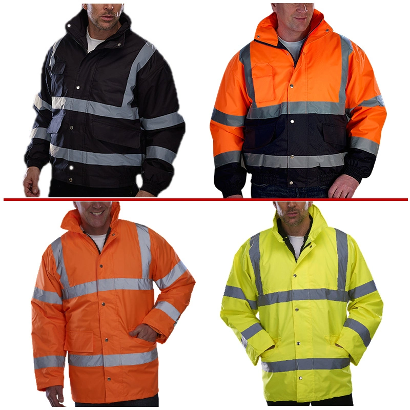 Customized His Vis Waterproof Windbreaker Softshell Breathable Reflective Jacket Factory Outdoor Protective Work Uniform Workwear Safety Wear