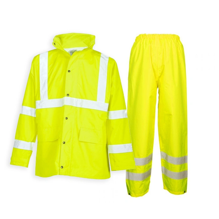 Outdoor Work Reflective Safety Clothing PU Waterproof Breathable Raincoat Workwear Suit