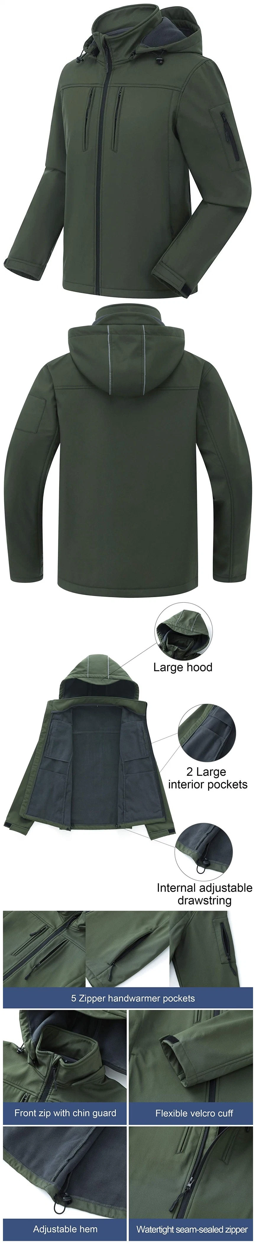 Men Softshell Military style Winter Sport Waterproof Windproof Fashion Outdoor Jacket with Removable Hood