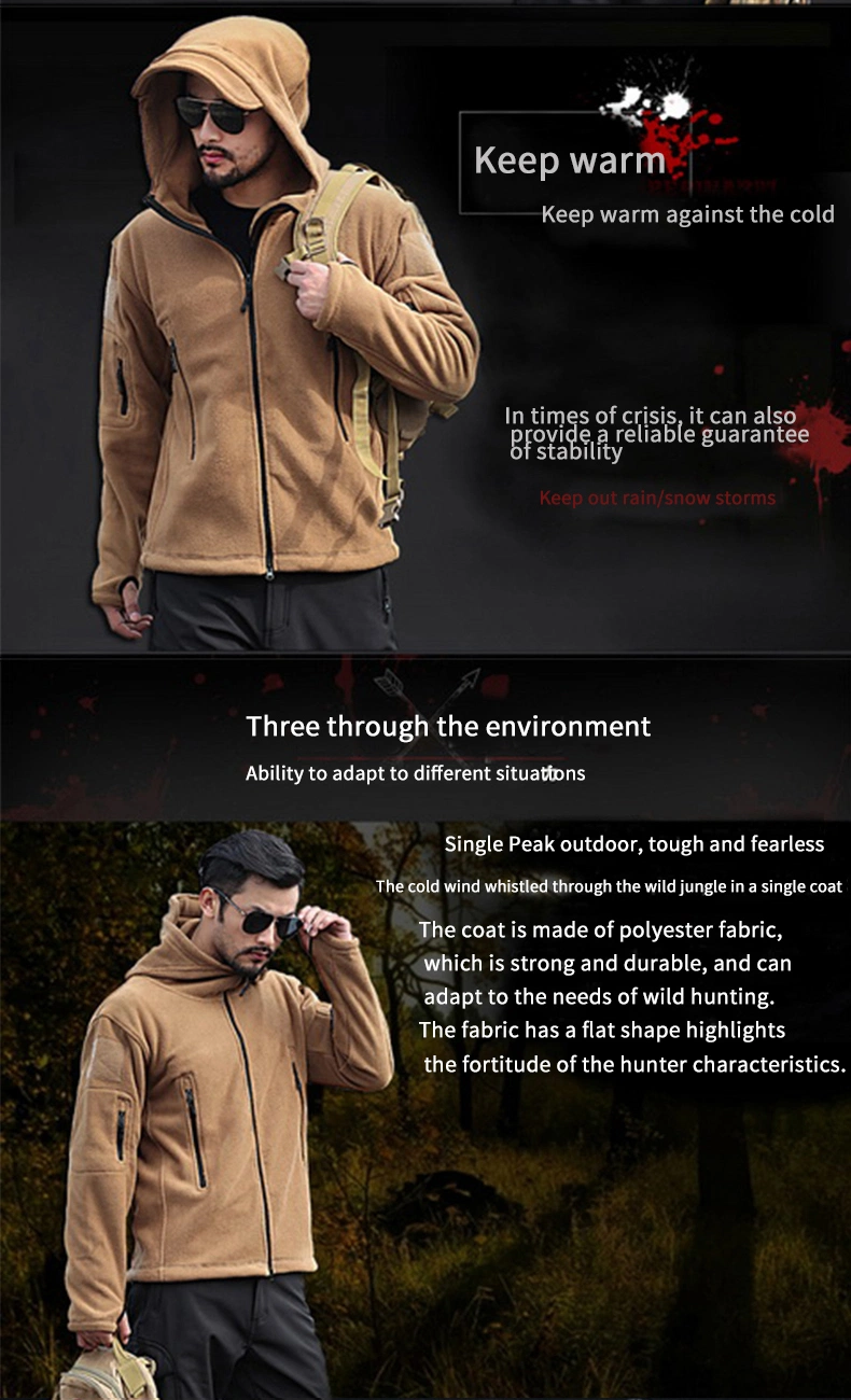 Customized Full Zipper Tactical Fleece Jacket for Warm Work Clothes, Men&prime;s and Women&prime;s Winter Sweaters, Cardigan, Double-Sided Thickened Wool Jacket