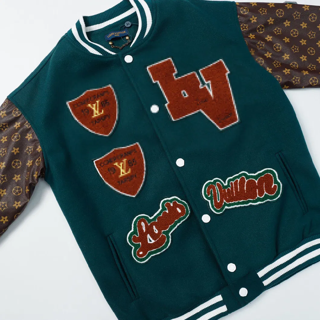 Zonxan High Quality Chenille Embroidery Leather Print Streetwear Baseball Custom Logo Coat for Men Cropped Bomber Varsity Jacket