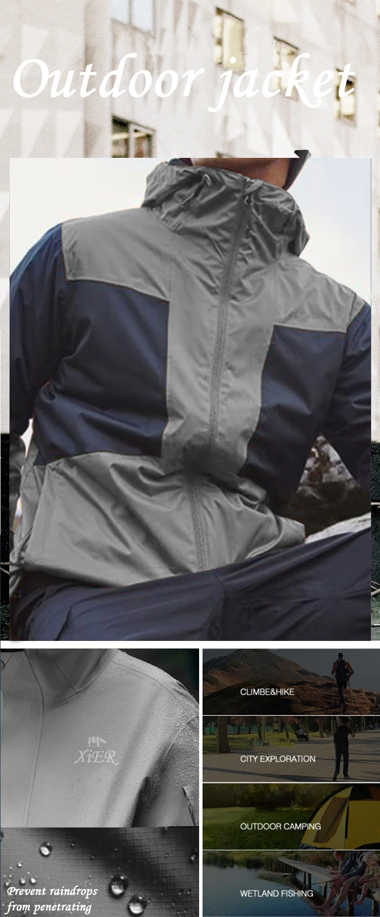 Custom Logo Thin Light Weatherproof Outdoor Sports Windbreaker Jacket for Men