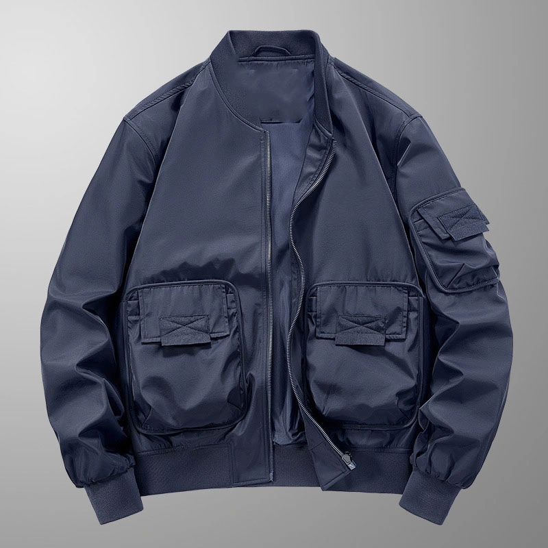 Custom Casual Pockets Waterproof Zipper Jacket Polyester Coats for Men