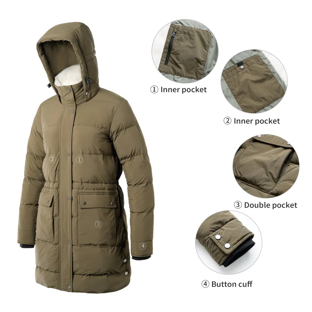 Factory Supply Women Waterproof Windproof Breathable Outdoor Down Jacket Long Style Winter Parka Puffer Winter Jacket with Hood