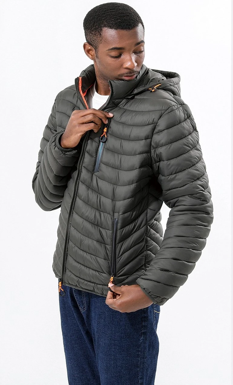 Wholesale in-Stock Men&prime;s Jacket with Hood Can Be Removed Custom Winter Warm Puffer Down Jacket Cotton Jackets Coat
