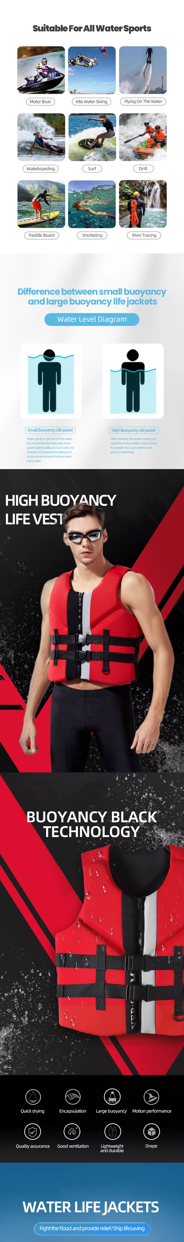 Drifting Surfing Men Women Snorkeling Fishing EPE Cotton Buoyancy Life Jacket Vest