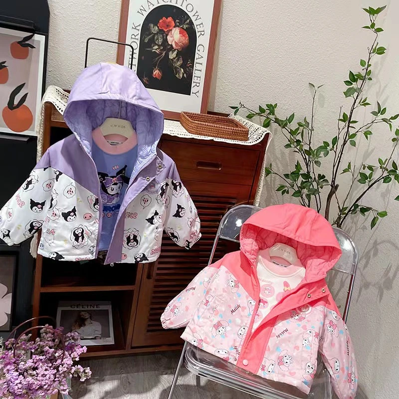 Baby Girl Interchange Jacket Cotton Lining Long Sleeve Hoody Leisure Children Clothes