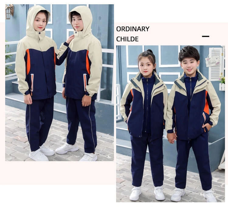 Wholesale Primary and Secondary School Students 3-in-1 Two-Piece Waterproof Jacket