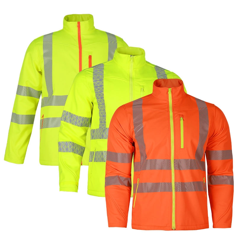Customized His Vis Waterproof Windbreaker Softshell Breathable Reflective Jacket Factory Outdoor Protective Work Uniform Workwear Safety Wear