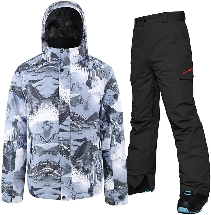 OEM ODM Waterproof Hooded Padded Fleece Insulation Snowboard Jacket and Pants Winter Outdoor Mens Ski Wear