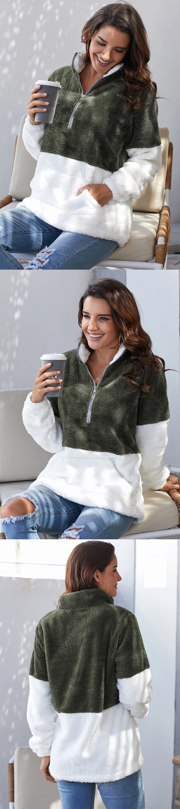 Winter New Women Thick Polyester Sherpa Fleece Jacket