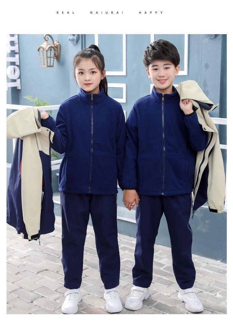 Wholesale Primary and Secondary School Students 3-in-1 Two-Piece Waterproof Jacket