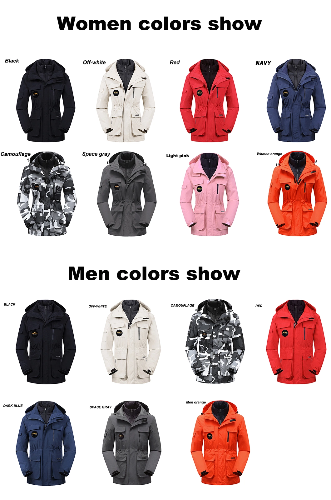 Mens Cotton Pad Down Jacket Winter Windproof 3 in 1 Puffer Coat
