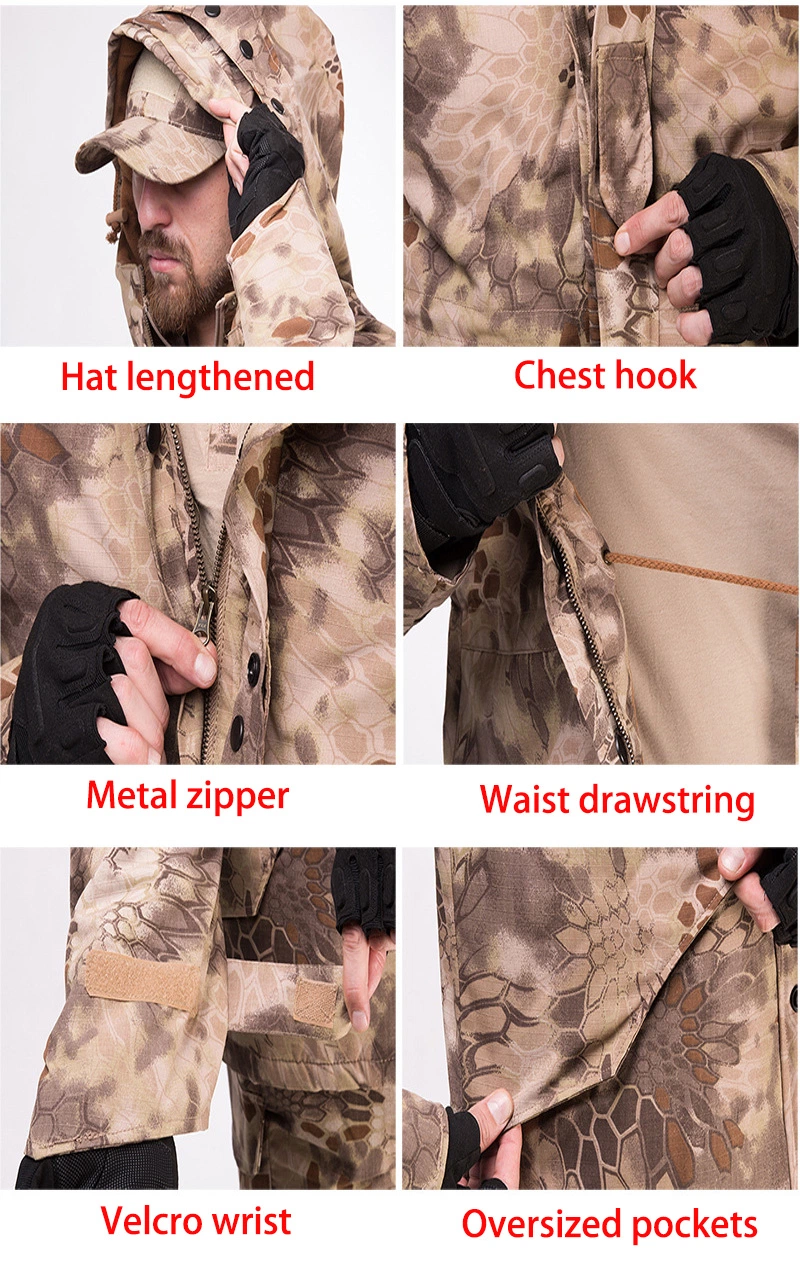 Hot Sale Tactical Windproof Outdoor Hiking Jacket Waterproof Softshell Camo Men Tactical Hunting Safari Jacket