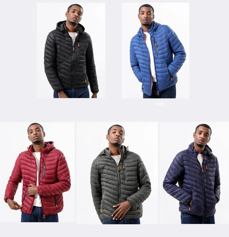 Wholesale in-Stock Men&prime;s Jacket with Hood Can Be Removed Custom Winter Warm Puffer Down Jacket Cotton Jackets Coat