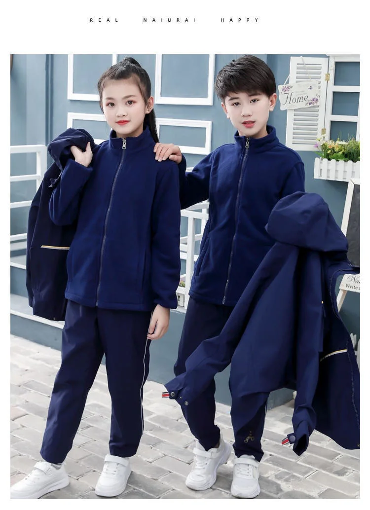 Wholesale Primary and Secondary School Students 3-in-1 Two-Piece Waterproof Jacket