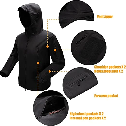 Mens Outdoor Waterproof Hunting Jacket Adventure Jacket Soft Shell Jacket Tactical Jacket