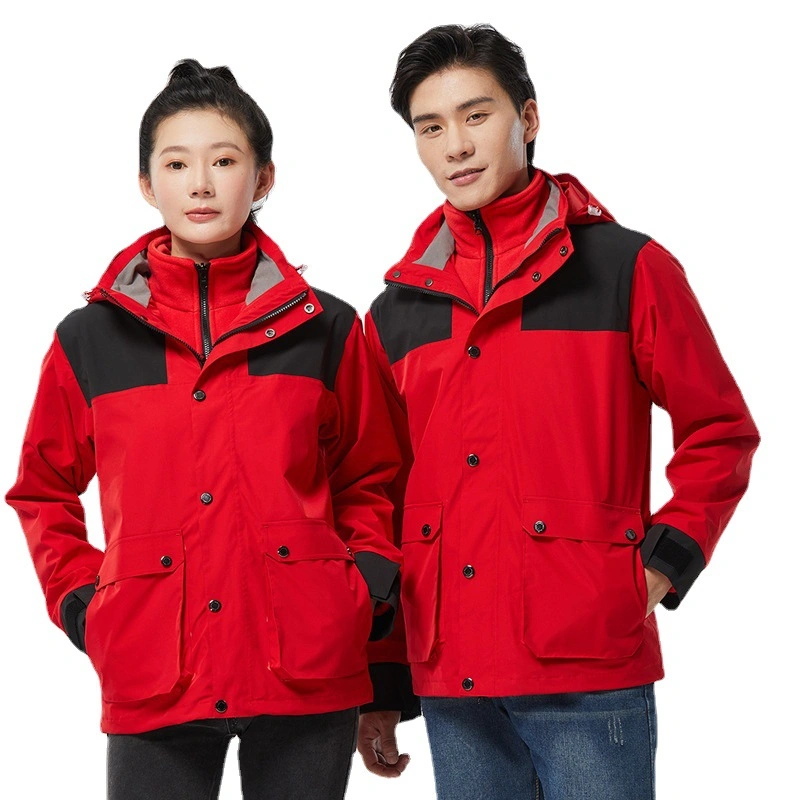 Hiworld Wholesale Winter Unisex Custom Winter Three-in-One Outdoor Two-Piece Set Charge Jacket with Removable Liner