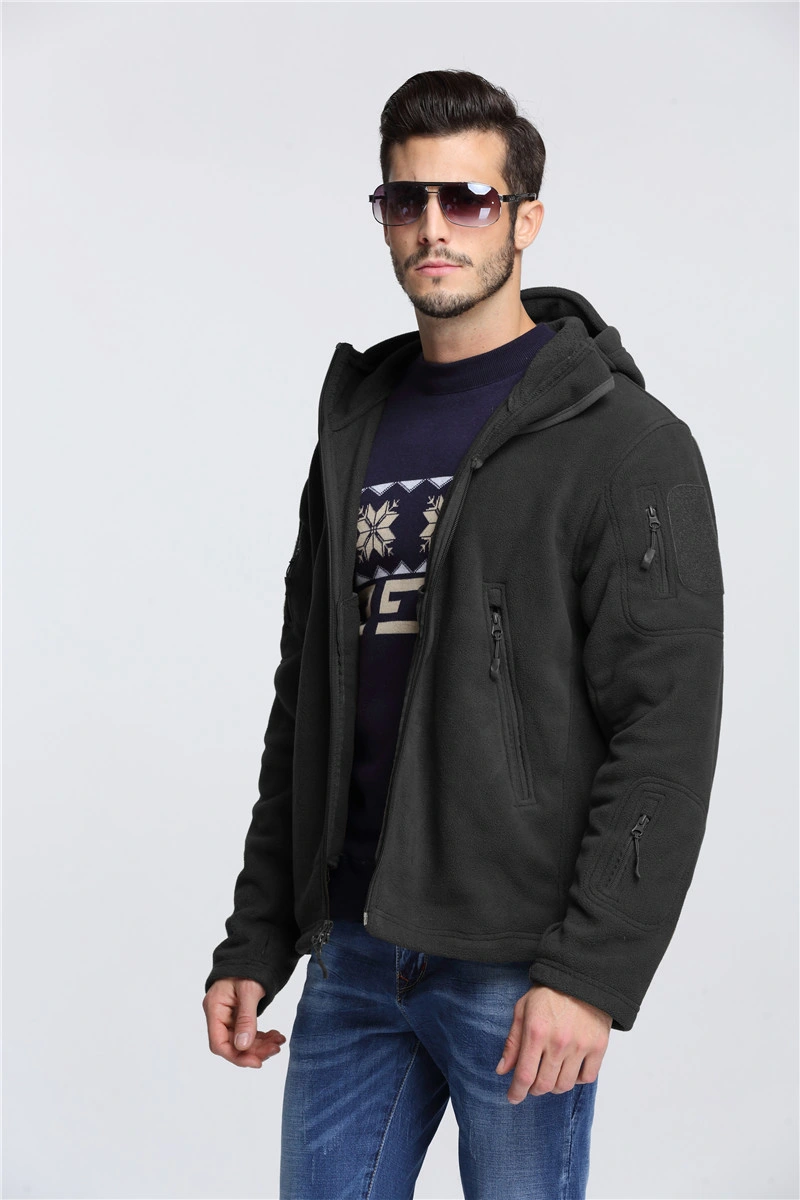 Hoodie Fleece Jacket Mens Outdoo Windproof Coat Micro Polar Fleece Jacket for Men