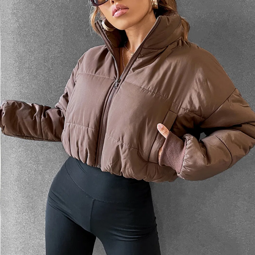 Casual Womens Winter Puffer Cropped Coat Women Light Weight Puff Jacket