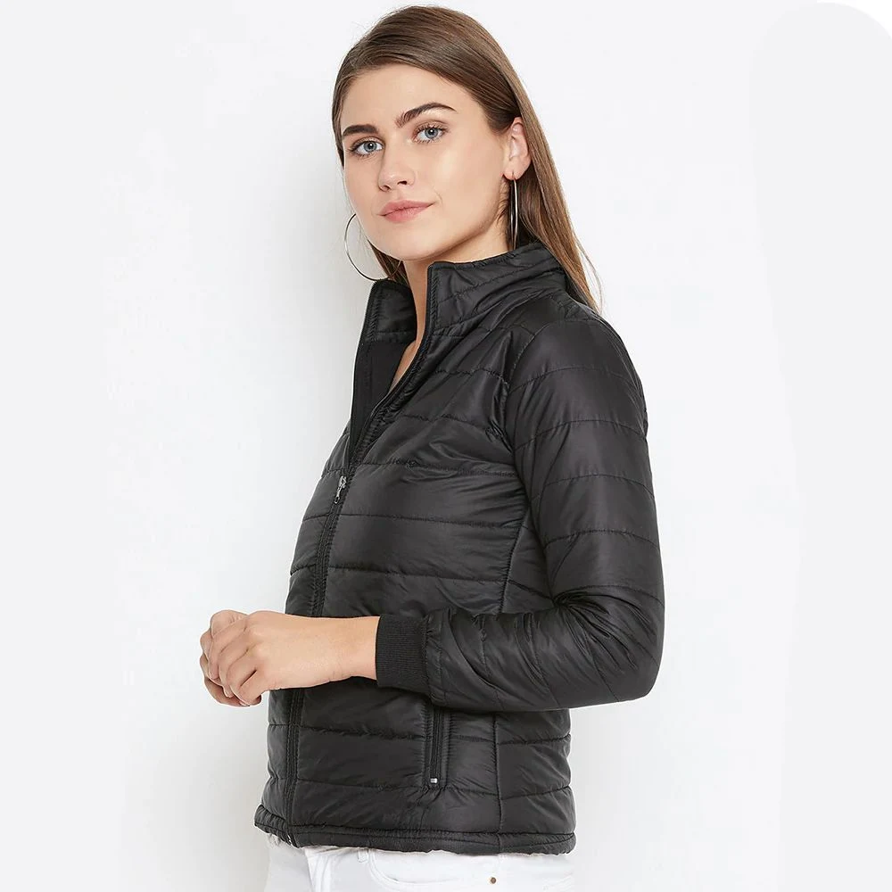 Light Weight Women Puffer Jackets in Black Color with Zipper up Closure 2020 Ladies Winter Jackets
