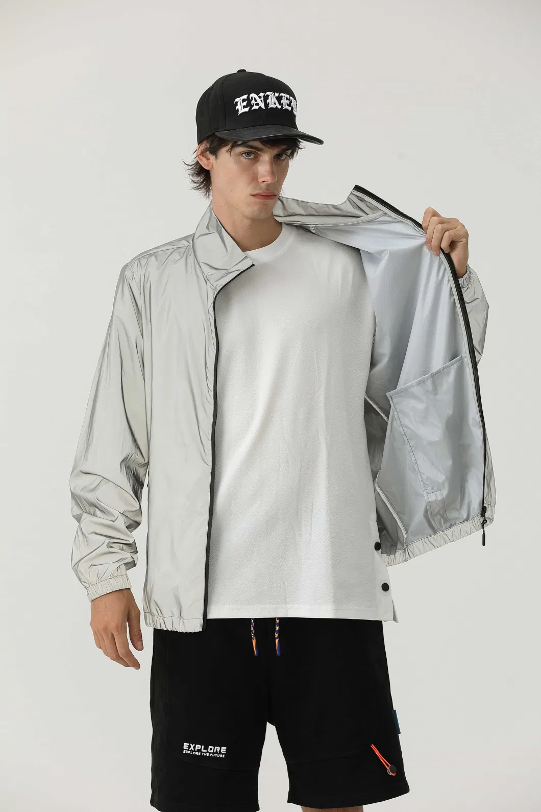 Silver Reflective Sport Autumn Windproof Waterproof Shinny Softshell Man Jackets