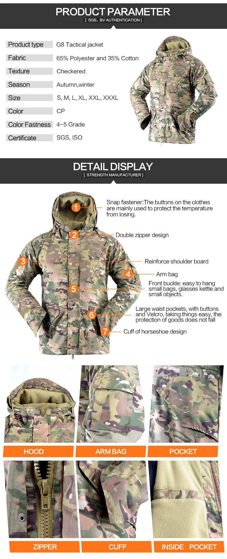 Wholesale Outdoor G8 Python Camouflage Charge Coat Men&prime; S Tactical Windbreaker