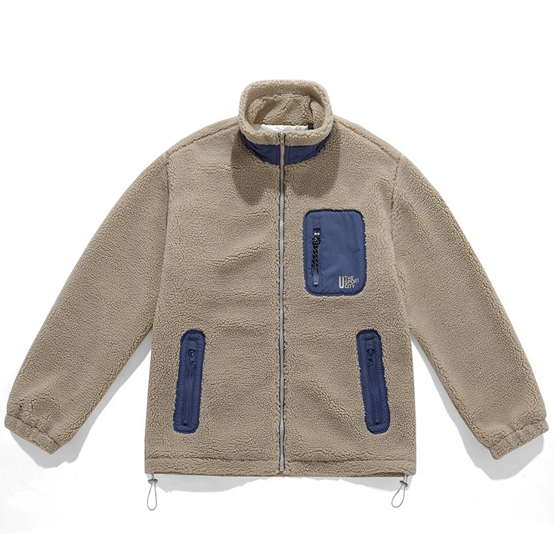 Wholesale Casual High Street Fashion Sherpa Fleece Zipper Pocket Men Jacket for Winter