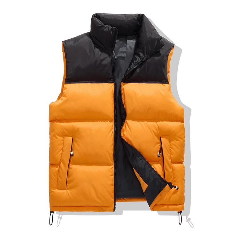 Down Cotton Men&prime;s Vest Jacket Splicing Thickened Warm Vest Jacket Cotton Vest