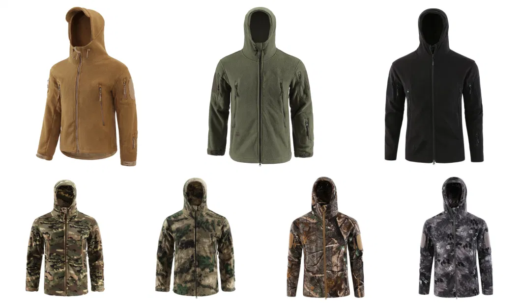 Khaki Men Outdoor Jackets Camping Hiking Tactical Clothing Thick Fleece Winter Coat