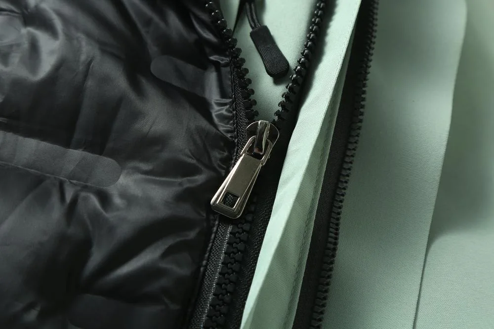 2211#Solid Color Multi-Pocket Jacket (down lining)