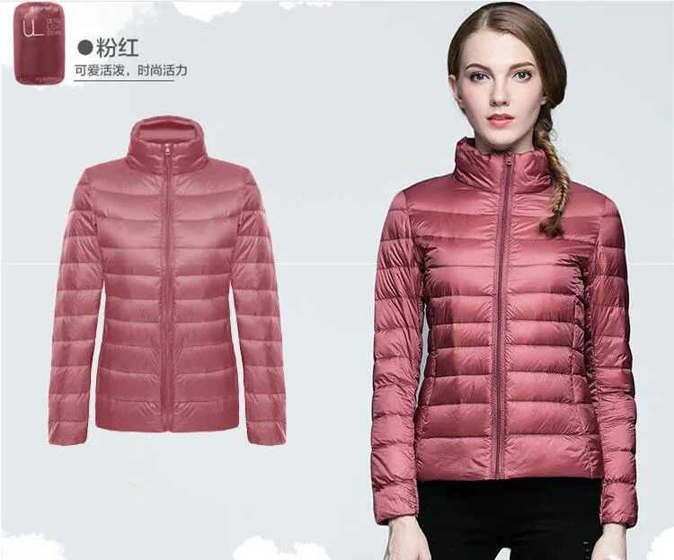 Women Long Sleeve Lightweight Packable Puffer Down Jacket