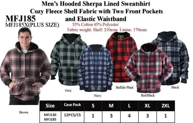 Men&prime; S Hoodie Sherpa Lined Sweatshirt Warm Mens Fleece Jacket OEM Winter Clothing Black Casual Custom Mens Jacket