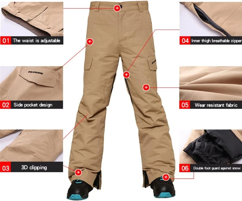 Custom Logo Waterproof Breathable Polyester Warm Jacket Bib Pants Winter Sports Mens Ski Wear