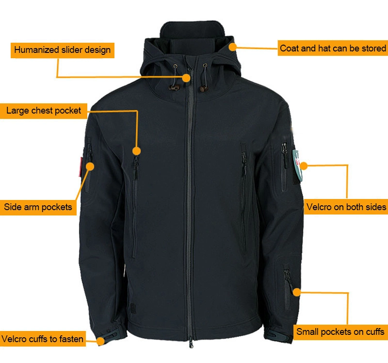 Custom Mens Overall Tactical Training Soft Shell Windbreaker Hiking Waterproof Winter Softshell Jacket