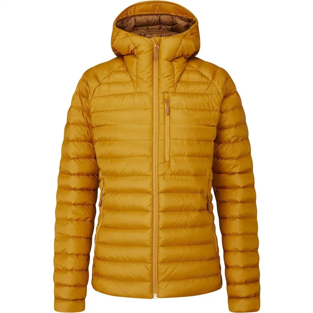 Asiapo China Factory Women&prime;s Yellow Down Jacket for Hiking/ Climbing/ Skiing