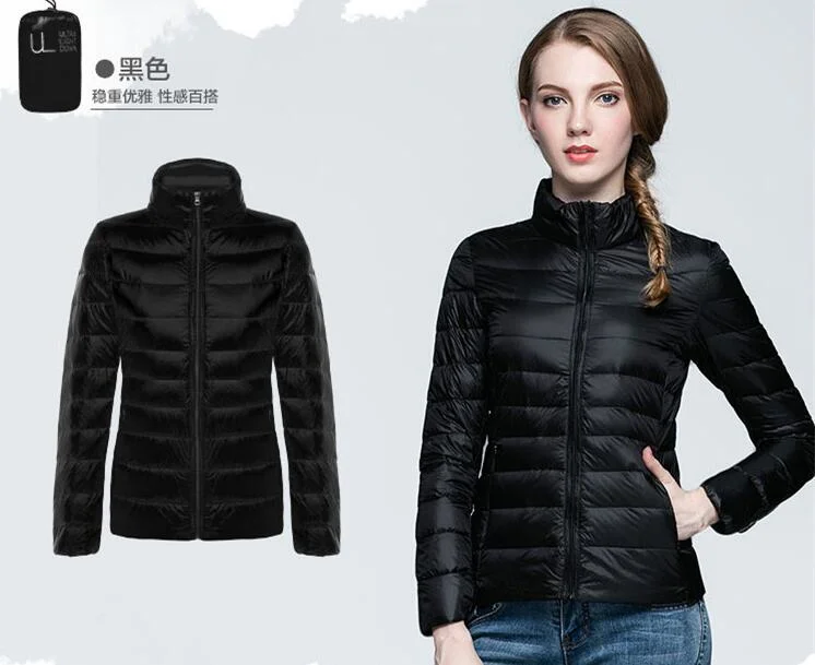 Women Long Sleeve Lightweight Packable Puffer Down Jacket