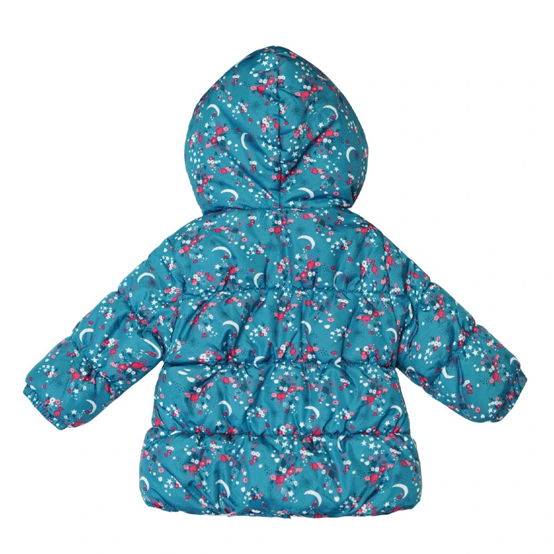 Customized Baby Outwears Boys Children&prime;s Down Jacket Warm Long-Sleeved Hooded Baby Print Jacket