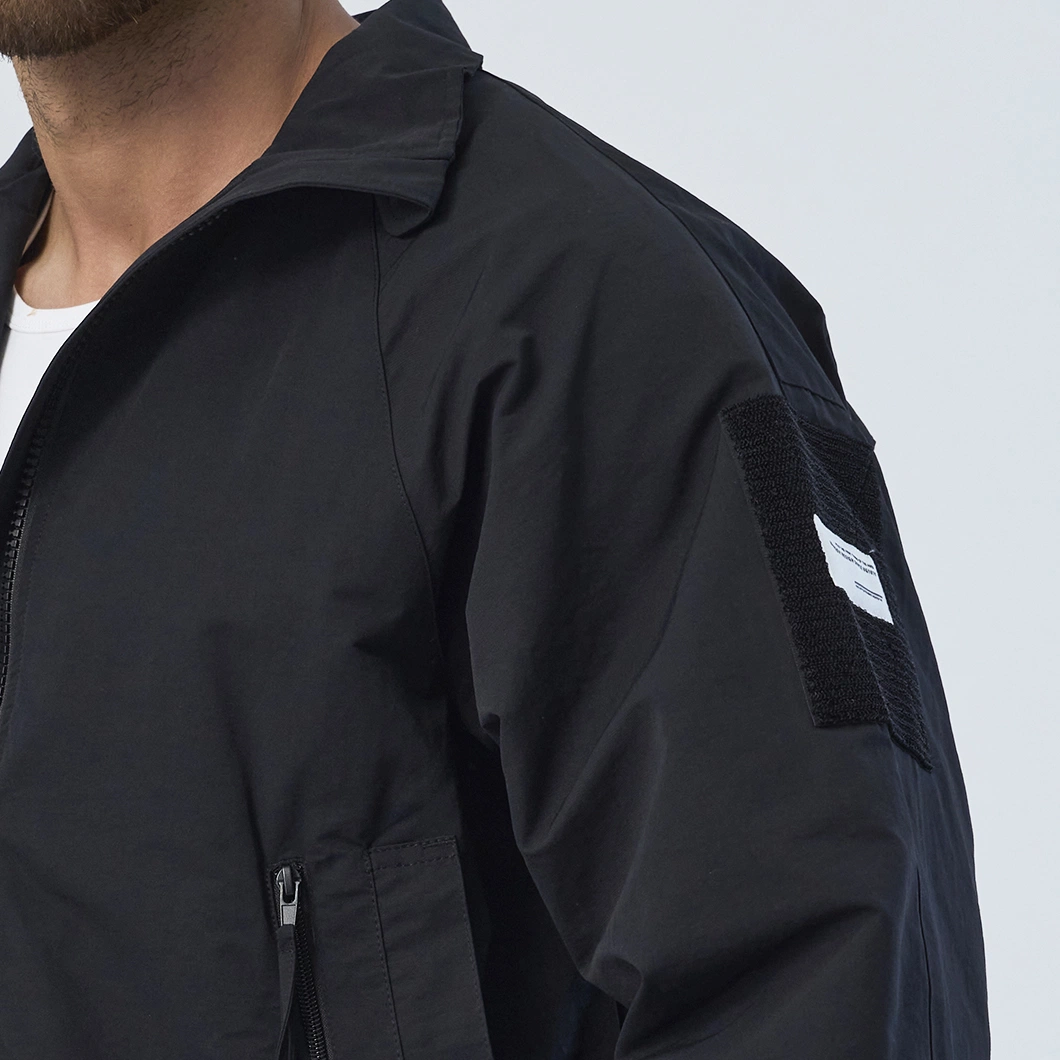 Custom Full Zipper Black Windbreaker Outdoor Jackets Men Casual Coat