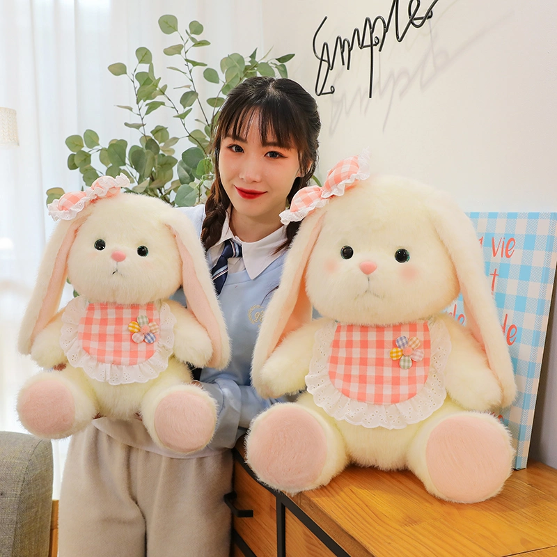 Bow Bunny Customized Brand Plush Rabbit Doll Stuffed Animal Bunny Toy Rabbit Laying Down Safe Material for Baby